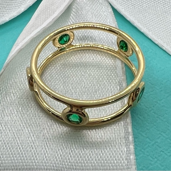 Tiffany & Co.18k Yellow Gold Emerald Elsa Peretti Color By The Yard Ring 4.75 - Picture 4 of 7
